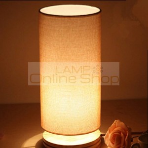 Modern wooden table lamps wood base cloth lampshade led desk lamps for bedroom bedside/Office/study room reading light fixture