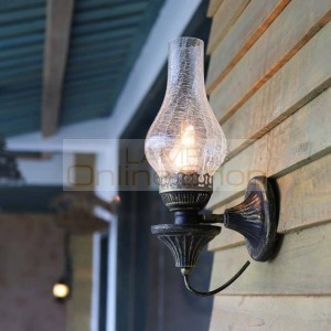 Nordic creative vintage kerosene wall lamp 3 kinds glass Crack lampshade antique industrial lighting for restaurant balcony deco