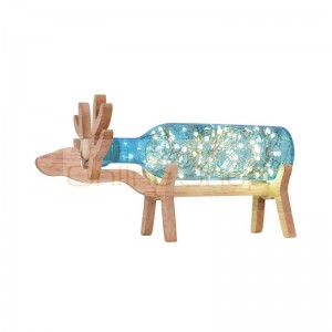 Nordic Decorate Christmas LED Lights Bedroom Bedside Creative Table Lamp Wood Personality Glass Deer Shape Night Light