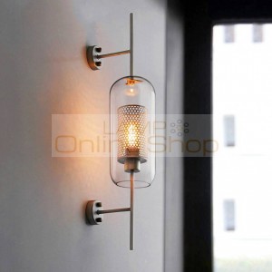 Nordic LED Wall Lights Lighting Clear Glass Shade Scones Wall Lamps Bedroom Bedsides Restaurant Study Hanging Lamp Loft Fixtures