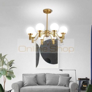Nordic Modern Art Restaurant Bedroom Deco LED Pendant Lamps American Post Modern Glass Ball Home Hanging Light Fixtures