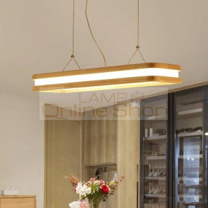 Nordic Restaurant Study Suspension Luminaire LED Pendant Lamp Wooden Solid Wood Working Office Deco Lamp Home Hanging Lights