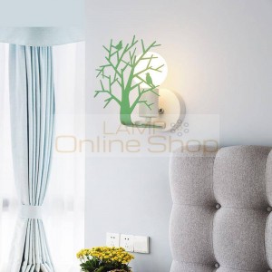 Nordic Wall Lamp E27 modern Bedroom Bedside Lamp stairway lamps Living Room sconce wall lights Creative Iron Tree led light