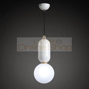 Pendant Light glass ball Post Modern drop Lamp Creative Iron Suspension Cafe Bar shop Office Art Handing gold white
