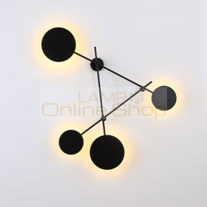 Post modern simple creative wall lamps black round disc combo wall mounted light corridor children room decoration wall Light