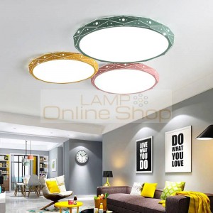PostModern Ceiling Lights white black pink yellow green color Living Room Bedroom Surface Mount Remote Control lamparas de techo