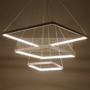 Simple modern led pendant light Square ring 30cm 50cm 70cm aluminum body suspension luminaire LED hanging drop lamp