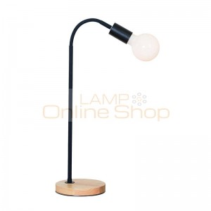 Simple Table Lamp modern black white color metal wood desk lamp Decoration Lampe creative E27 3W led bulb Nordic Light