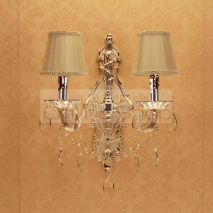 Stair Hot Silver Double Head Living Room Crystal Wall Lamp Bedroom Study European Style Candle Wall light Corridor Lamps