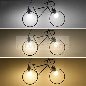 Vintage Chandelier Iron Bicycle personality Creative Pendant Lamp E27 110V- 240V LED Edison Lamp Holder House/Dining Hall Light