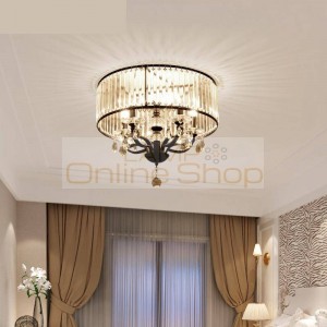 Vintage Iron Black Ceiling Light led crystal Shade Modern chandeliers ceiling Nordic Lighting Home Living Room Decor lamp
