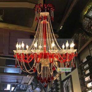 wine Red glass Chandelier crystal drop Coffee shop Restaurant Spain New Bar lamp Mixed Color Chandelier Lampadari Customized E14