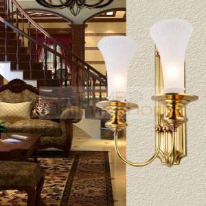 1-2 arms Copper Vill hall wall lamp indoor Wall lighting abajur Glass lampshade Dining Room Bedroom Mediterranean wall sconce