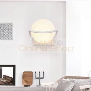  White glass ball Wall Lamps home LED inoor Lighting Nordic glass wall sconce E27 Europe Mirror door Lamp abajur
