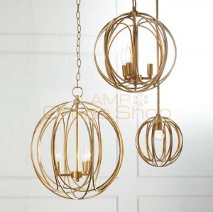 New Sale American Village Fashion Golden Iron Pendant Lamp Bedroom Living Room Restaurant Art Gold Hanging Light Fixtures
