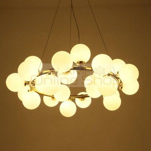 25 head Nordic creative circle led chandelier light Round Bubble glass lampshade villa G4 LED lamp 3W AC220V 