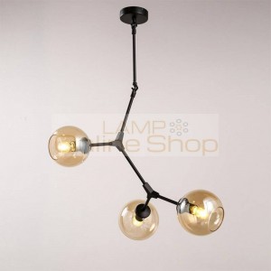 3 Head Post modern Nordic Art Decoration DNA Chandelier Light Screw E27 3W led lamp clear Glass lampshade gold black