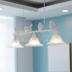 3 Heads Nordic Restaurant Bird Pendant Light Fixtures Modern Simple Balcony Iron Cafe LED Home Decoration Glass Hanging Lamp