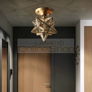 Abajur Lampshade LED Copper Living Room Ceiling Light Household Study Bedroom Star Shape Nordic Hanging Lamp Fixtures