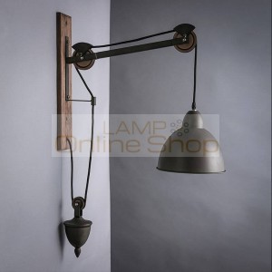 Abajur Loft Industrial Lamp Restaurant Bar LED Wall Light Bedroom Staircase Wandlamp Pulley Lifting Wall Lamp Fixture