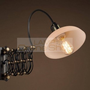 Abajur Loft Style American Industrial Restaurant Vintage Wall Lamp Simple Bar Expansion Glass Lampshade Wall Light Fixtures