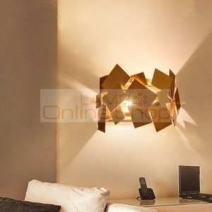 Abajur Wandlamp Modern Art Stainless Steel Square Plate Deformable Wall Lamp Fashion Bedroom Bedside Light Fixtures