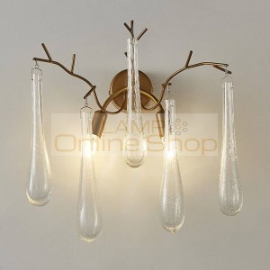 After The Modern Crystal Lamp Aisle Stairs Bedroom Bedside Lamp Wall Double Creative Iron Hotel wall light Wall lamp glass