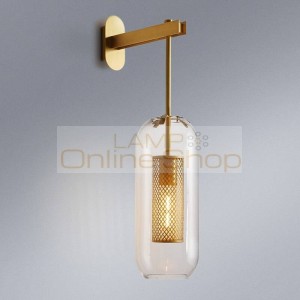American all Plated copper wall lamp clear glass shade wall mounted light home foyer corridor lighting wall sconce 