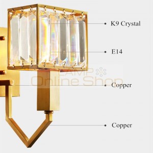 American Copper Wall Lamp for Living Room Light Fixtures Bedroom Bedside Restaurant Wall Sconce Art Home Decorate LED Wall Light