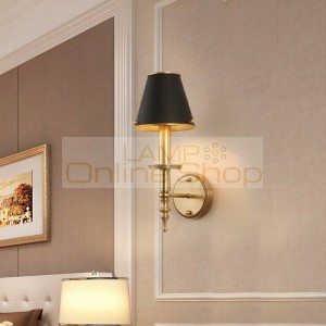 American Country Copper E14 LED Wall Lamp Bedroom Bedside Restaurant Deco Light Simple Living Room Copper Wall Lighting Fixture