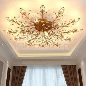 American country crystal ceiling light Modern Iron crystal led ceiling lamps for bedroom/study room/coffee bar