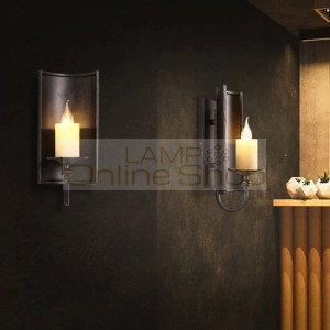 American Country Guest Room E14 LED Candle Wall Lamp Iron Restaurant Bar Balcony Light Fixtures Aisle Staircase Lighting