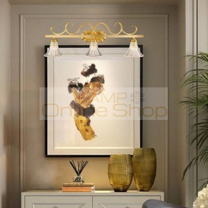American County TOILET Mirror Front Wall Lamp European Copper Shower Room Waterproof Glass LED Lighting Fixtures 