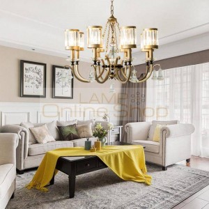 American crystal lamp living room wrought iron villa Led Gold Crystal Chandelier lighting creative luxury Chandeliers Lustre