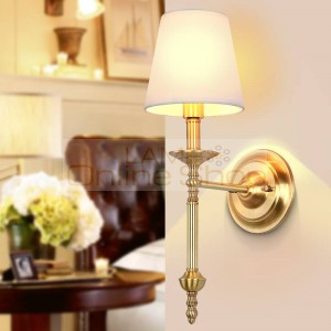 American Kung copper LED Wall Lamp E14 holder brass wall lamp Fashion bedroom light living room Warm Decorate Light