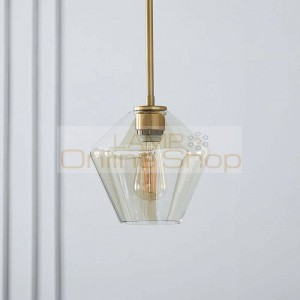 American Restaurant Hanglamp Copper Glass E27 LED Pendant Lights Nordic Modern Indoor Deco Pendant Hanging Lamp Fixtures