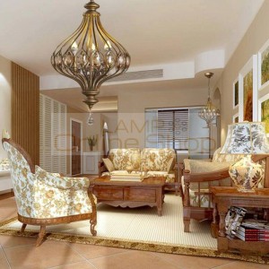 American Living Room Wrought Iron Crystal LED Chandelier Lighting Villa Stairs Hanging Lamps Fixtures for Home Decoration