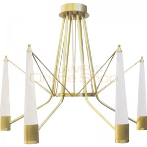 American style Chandelier light Real brass luxury Living room Crystal glass shade Droplight Post modern simple Lighting fixture