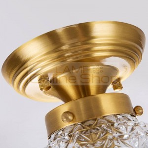American style glass ball real brass ceiling lamps Post modern foyer bedroom restaurant luxury deco LED e27 LED Lighting fixture