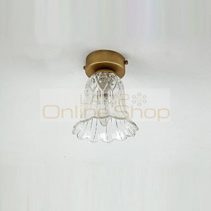 American Style Pure Copper Ceiling Light In The Bedroom Bathroom Entrance Corridor Lamp Crystal Lam Vintage LED Ceiling Lamps