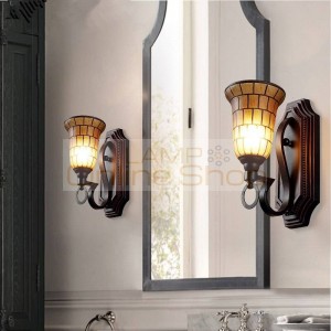 American Style E27 LED Wall Lights Living Room Wall Sconces Industrial Wind Bedroom Bedside Iron Glass LED Lamp Lighting