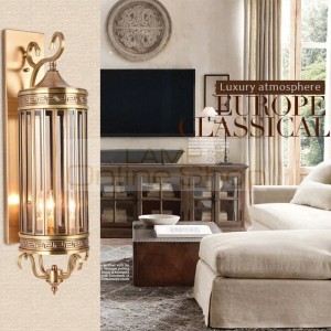 American Style Wall Lamp copper Outdoor Nostalgic Vintage Light Brass Glass Wall Sconce 100% Guaranteed garden courtyard court