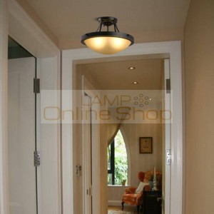 American Village Living Room Aisle Corridor LED Glass Ceiling Light Iron Vintage Round Kitchen Deco Hanging Lamp Home Lighting