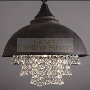 American Village Loft Lid Crystal Chandelier lighting For Cafe Restaurant Modern Crystal Decorate Led Home hanging lamp