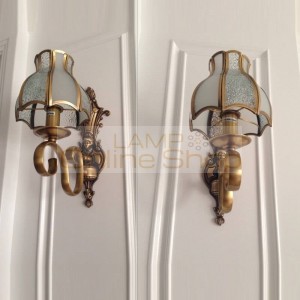 Antique Restaurant Wall lamp sconce for Bedroom Living Room Copper porch Lamp Study American industrial wall fixtures lighting
