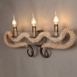 Bar light Rope wall sconce American country vintage wall lamps staircase aisle nostalgic Edison bronzed wall lights E14