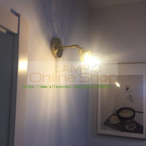 Bathroom E27 led Mirror wall light Modern bedroom wall fixtures Japanese Bedside Brass Wall Lamps Simple home office wall Lights