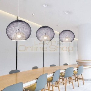  LED Pendant lights Nordic modern simple macaron colors Iron net pendant lamp Foyer bedroom kids room lighting fixture