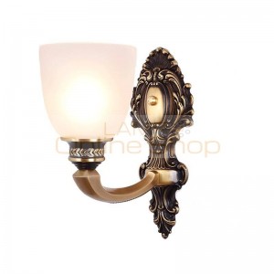  Modern Wall Lamp Real Copper Wall Sconces glass Lampshade Bathroom 2 arm Mirror Bedside Cabinet Fixtures Home Lighting