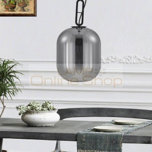  Post modern pendant light cognac grey Glass lampshade Nordic Art Decoration hanging light E27 LED bulb warm white 3000K
